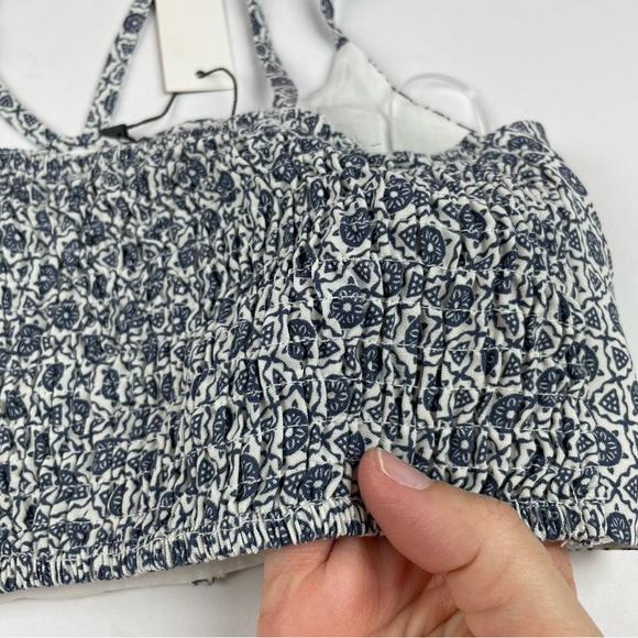 Papermoon Blue White Floral Geometric Bohemian Bra Top Women Small - Picture 6 of 7